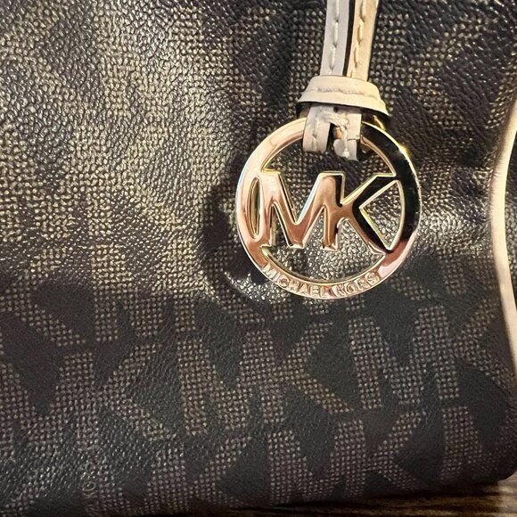 Michael Kors Grayson Signature Satchel – Dark Brown/Beige - Picture 8 of 15